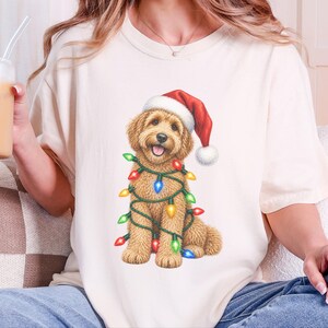 Labradoodle Christmas Shirt, Holiday Pet Shirt, Christmas Dog Mom, Labradoodle Gift, Christmas Lights Tee, Dog Lover Christmas Gift image 1