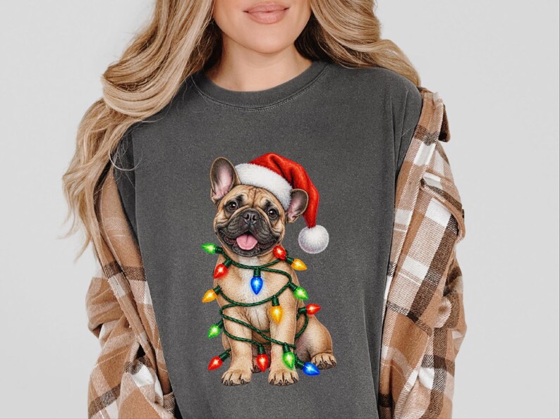 Christmas Dog Shirt, French Bulldog Christmas Gift, Holiday Dog Shirt, Frenchie Mom Sweatshirt, Christmas Pet Lover Tee image 5