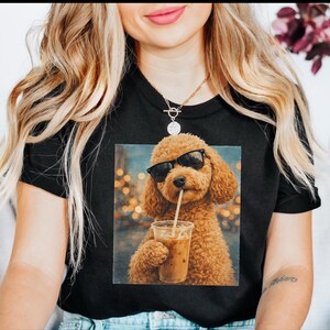 Quirky Caffeine Tee, Cockapoo Iced Coffee Cool Dog Shirt, Funny Pet Humor Gift for Dog Lovers, Summer Beach Vacation Tee image 5