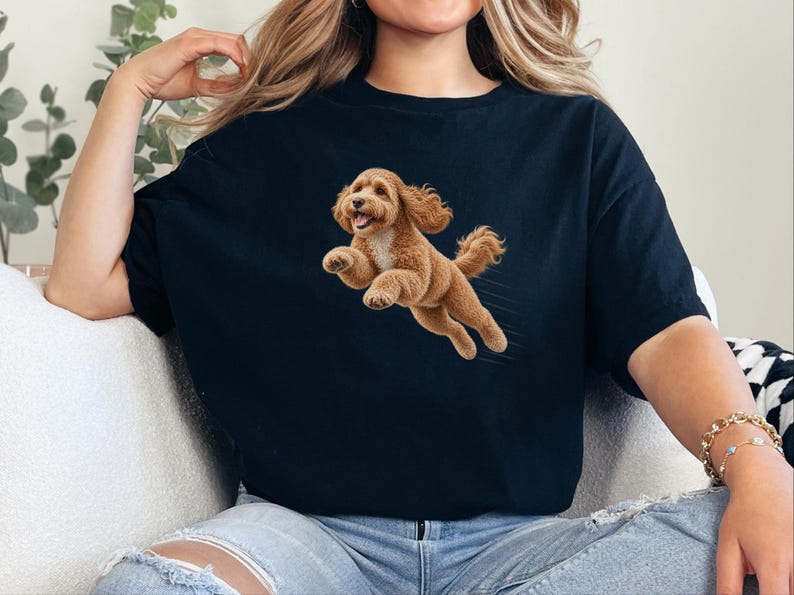 Cockapoo Shirt, Cockapoo Mom Gift, Running Dog Tee, Doodle Lover Shirt, Fast Dog Apparel, Pet Owner Gift image 3