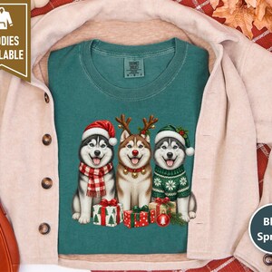 Husky Christmas Sweatshirt, Siberian Husky Holiday Gift, Dog Lover Winter Shirt, Festive Puppy Crewneck, Husky Mom Present image 10