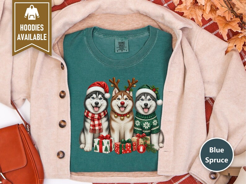 Husky Christmas Sweatshirt, Siberian Husky Holiday Gift, Dog Lover Winter Shirt, Festive Puppy Crewneck, Husky Mom Present image 10