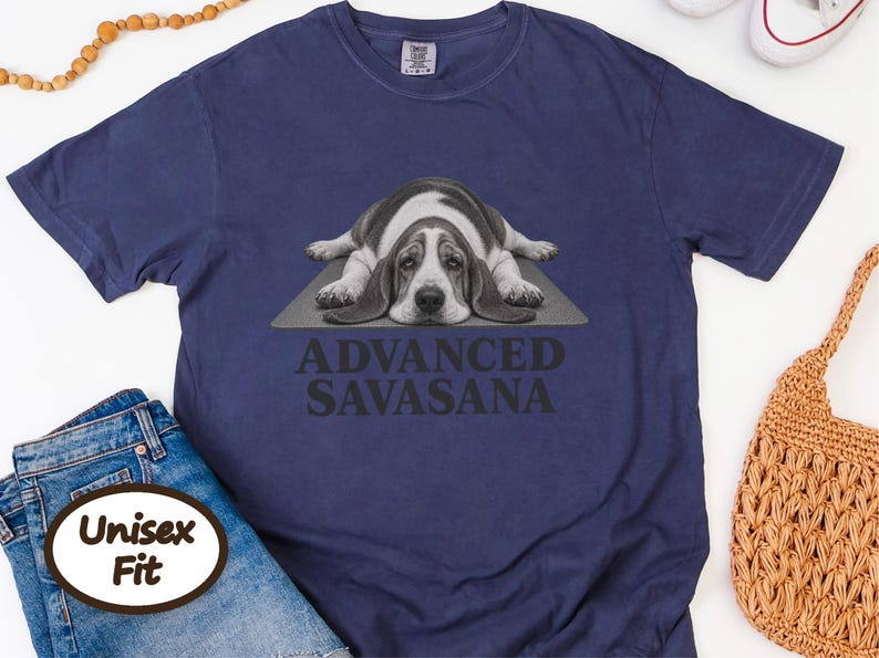 Basset Hound Shirt, Advanced Savasana Yoga Tee, Funny Dog Owner Gift, Yoga Teacher Shirt, Relaxed Fit TShirt image 10