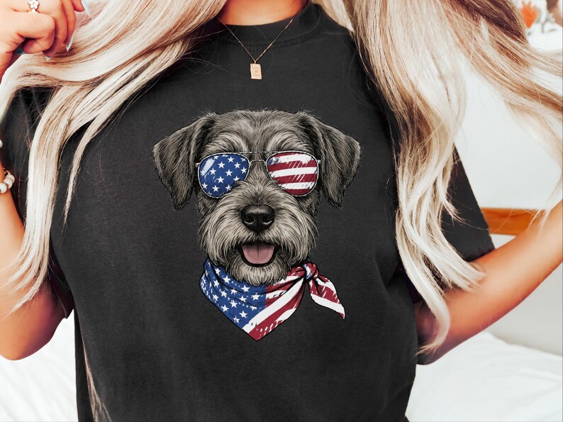 Comfort Colors Patriotic Schnoodle Dog Shirt, Independence Day Dog Mom Sweatshirt, Red White Blue American Flag Dog Lover Tee, Schnoodle Dad Bild 6