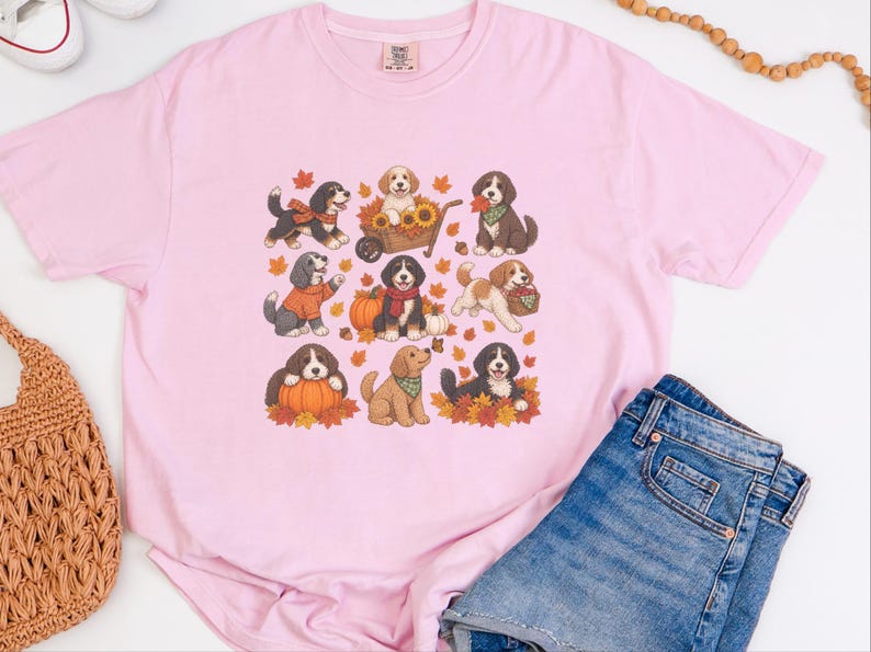 Herbstliches Bernedoodle-Shirt, Geschenk für Bernedoodle-Mama, Herbstliches Hunde-T-Shirt, Kürbis-Sweatshirt, Geschenk für Doodle-Liebhaber Bild 1