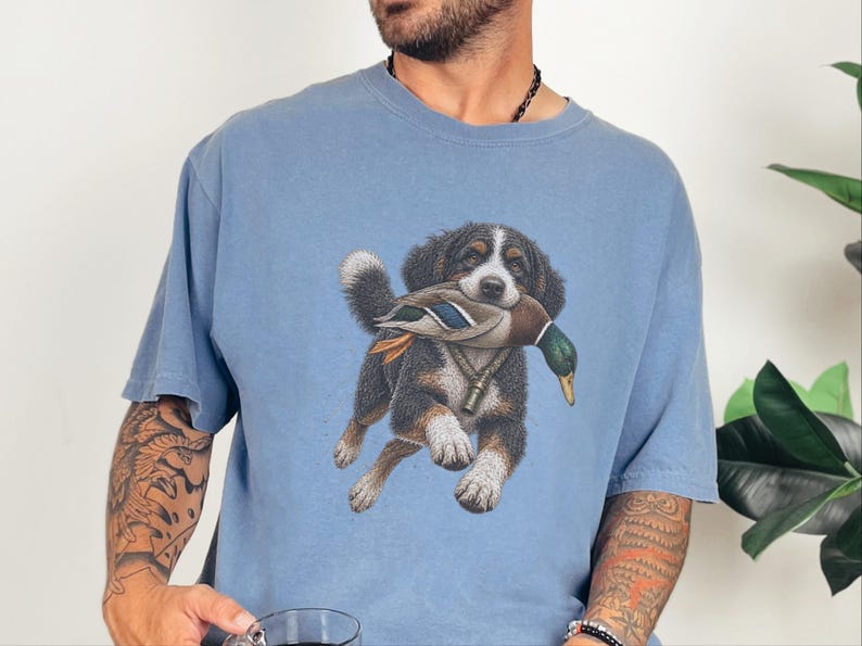 Bernedoodle jachtshirt, cadeau voor watervogeljager, shirt voor eendenjacht, T-shirt voor sportieve honden, cadeau voor Bernedoodle-eigenaar afbeelding 10
