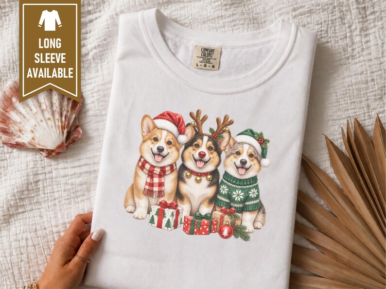 Corgi Christmas Shirt, Christmas Corgi Gift, Holiday Dog Lover Tee, Corgi Mom Shirt, Festive Puppy Sweatshirt, Corgi Dad Gift image 7