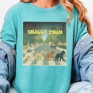 Comfort Colors Beatles Inspired Goldendoodle Shirt, The Doodles Shaggy Road Parody Tee, Retro Classic Rock Band Dog Mom Clothing image 8
