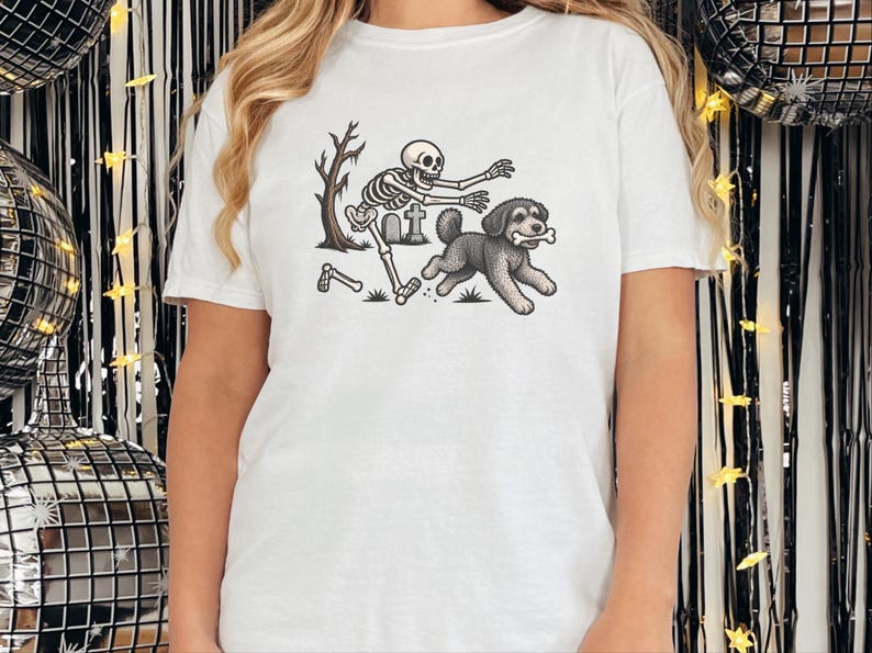 T-shirt squelette Schnoodle, T-shirt chien Halloween, T-shirt chien squelette humoristique, Cadeau pour maman Schnoodle, T-shirt pour amoureux des chiens pour la saison d'Halloween image 9