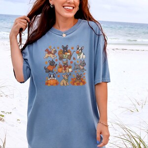 French Bulldog Fall Shirt, Frenchie Mom Gift, Autumn Dog Lover Tee, Pumpkin Season Sweater, Cute Puppy Graphic Top image 4
