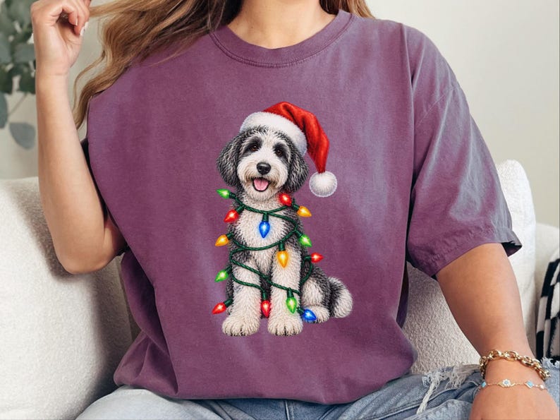 Sudadera navideña para Sheepadoodle, camiseta navideña para perros, regalo navideño para perros, regalo navideño para mamás perrunas, regalo para Sheepadoodle imagen 9