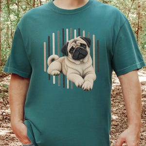 Camiseta de perro carlino, regalo para amantes de los carlinos, camiseta con estampado de cachorro adorable, camiseta para mamás carlinos, camiseta con retrato de perro, camiseta para papás carlinos, ropa para amantes de las mascotas imagen 8