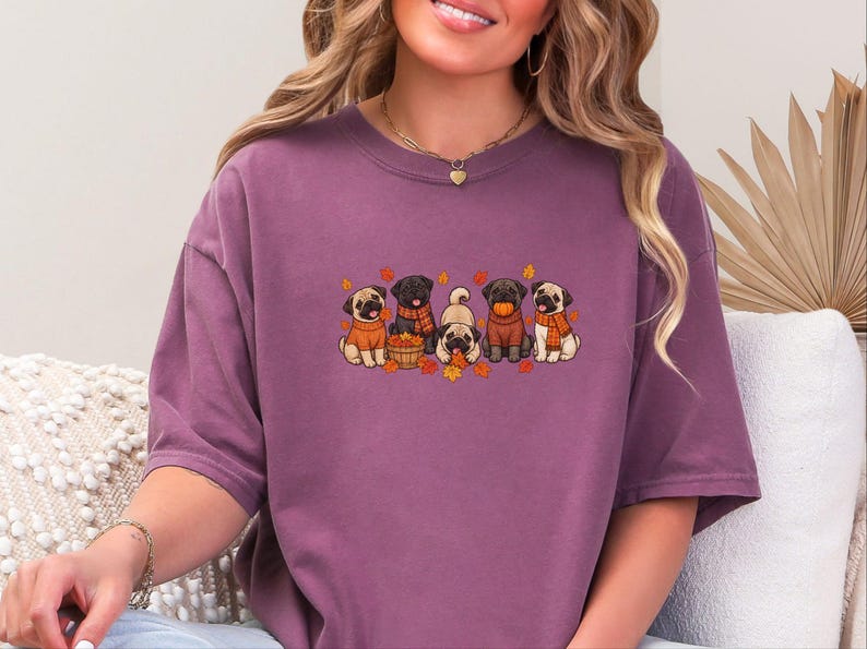 Autumn Dog Shirt, Pug Lover Gift, Pug Mom Sweatshirt, Fall Dog Lover Gift, Pug Dog Shirt, Cute Pug Tee image 9