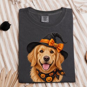 Halloween Dog Shirt, Witch Dog Shirt, Golden Retriever Mom Gift, Fall Dog Lover Tee, Golden Mom Gift image 5