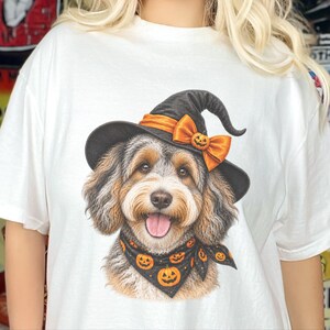 Witch Dog Shirt, Aussiedoodle Shirt, Doodle Mom Halloween Gift, Spooky Dog Lover Tee, Halloween Dog Shirt image 12