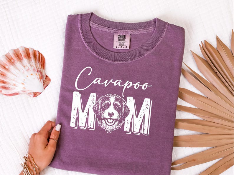 Camiseta Comfort Colors Cavapoo Mom, Camiseta Cavapoo, Camiseta de moda para mamás de perros, Camiseta Doodle Mama Poodle Mix de algodón suave, talla grande y personalizada imagen 8