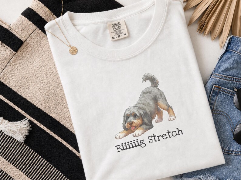 Camiseta elástica grande Comfort Colors Aussiedoodle Art, regalo divertido para amantes de los perros Doodle, camiseta para nuevos dueños de cachorros, para mamás y papás Goldendoodle, camiseta divertida para mascotas imagen 7
