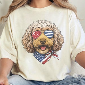 Comfort Colors Patriotic Dog Shirt, Cockapoo Goldendoodle Sweatshirt, American Heritage Independence Celebration Crewneck, Cockapoo Shirt immagine 2