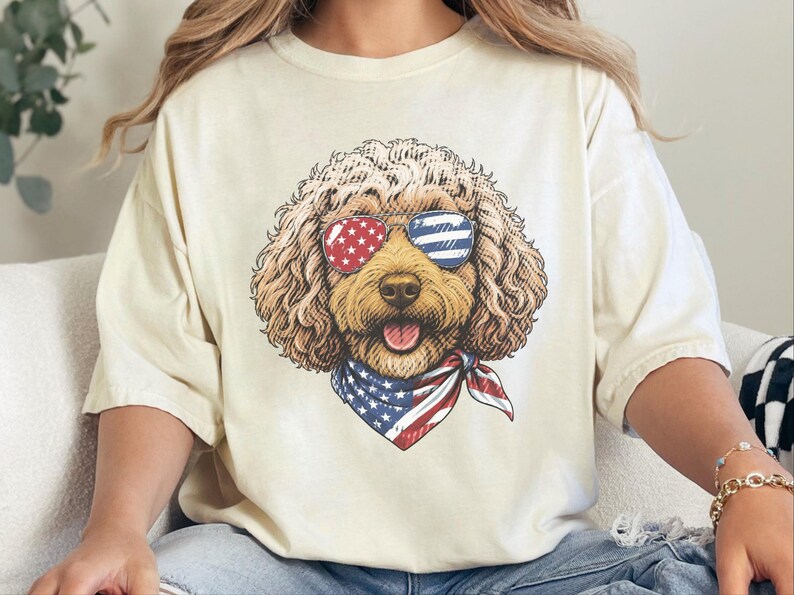 Comfort Colors Patriotic Dog Shirt, Cockapoo Goldendoodle Sweatshirt, American Heritage Independence Celebration Crewneck, Cockapoo Shirt immagine 2