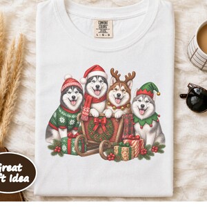 Siberian Husky Christmas Shirt, Husky Lover Gift, Festive Holiday Dog Sweatshirt, Santa Paws Xmas Tee image 7