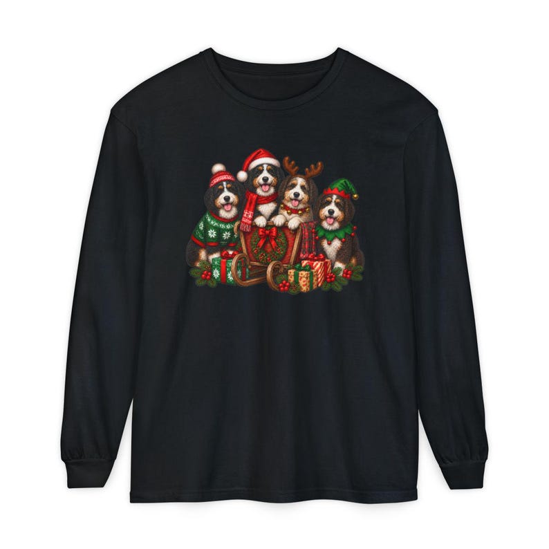 Christmas Bernedoodle Shirt, Festive Puppy Sweatshirt, Holiday Dog Lover Gift, Bernedoodle Christmas Gift, Winter Dog Shirt image 13