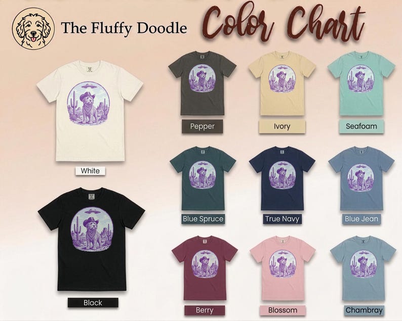 Comfort Colors Cowboy Retro Labradoodle Sweatshirt | Vintage Goldendoodle UFO Crewneck | Southwestern Extraterrestrial Abduction Space image 11