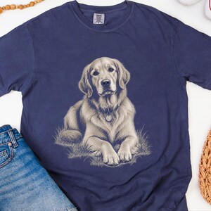 Golden Retriever Shirt, Golden Retriever Gift, Golden Retriever Dog Mom Tee, Vintage Sketch Print, Dog Lover Shirt image 3