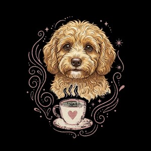 Comfort Colors Cavapoo Mom Shirt, Coffee And Cavapoos Tee, Dog Owner Gift, Pet Parent Present, Block Print Style Apparel, Cavapoo Owner Gift image 6