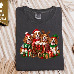 Christmas Dog Shirt, Beagle Lover Gift, Festive Santa Puppy Graphic Top, Christmas Dog Lover Gift, Beagle Christmas Shirt image 10