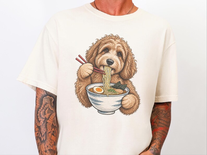 Labradoodle Lover Shirt, Labradoodle Gift, Ramen Lover Tee, Funny Dog Art image 6