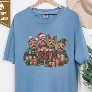 Yorkie Christmas Shirt, Yorkie Mom Gift, Holiday Dog Shirt, Festive Puppy Top, Dog Lover Gift image 5