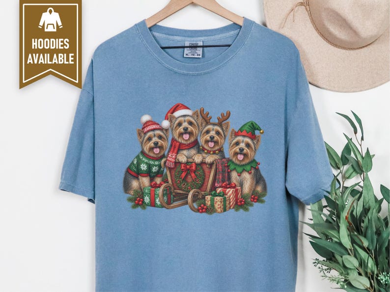 Yorkie Christmas Shirt, Yorkie Mom Gift, Holiday Dog Shirt, Festive Puppy Top, Dog Lover Gift image 5