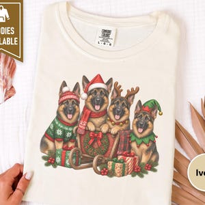 German Shepherd Christmas Shirt, Holiday Dog Lover Gift, Festive Gsd Mom Sweatshirt, Christmas Pet Tee, German Shepherd Owner Present image 6