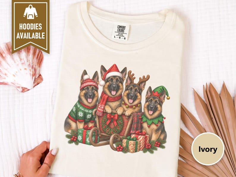 German Shepherd Christmas Shirt, Holiday Dog Lover Gift, Festive Gsd Mom Sweatshirt, Christmas Pet Tee, German Shepherd Owner Present image 6