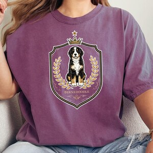 Comfort Colors Bernedoodle Tee Royal Crest Dog Art, Doodle Dog Owner Shirt, Bernedoodle Mom Dad Gift, Canine Lover Tee, Doodle Dog Gift image 9