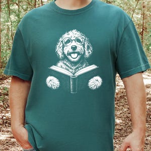 Goldendoodle Shirt, Book Lover Gift, Dog Reading Shirt, Doodle Mom Gift, Bookish Dog Tee, Vintage Doodle Shirt, Reader Gift image 9