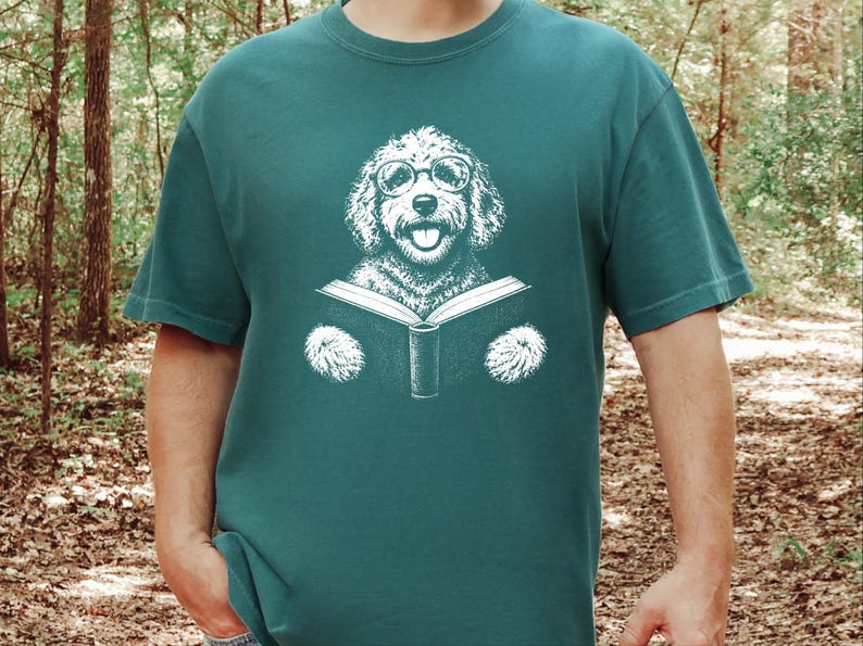 Goldendoodle Shirt, Book Lover Gift, Dog Reading Shirt, Doodle Mom Gift, Bookish Dog Tee, Vintage Doodle Shirt, Reader Gift image 9