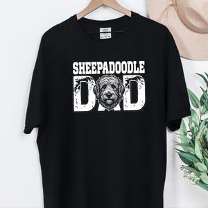 Comfort Colors Sheepadoodle Dad Tshirt for Men, Personalized Pet Portrait Tee, Funny Retro Dog Owner Apparel, Funny Graphic Tee image 4