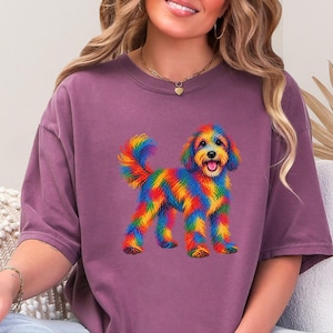 Sheepadoodle Shirt, Sheepadoodle Gift, Colorful Dog Art, Sheepadoodle Mom, Scribble Print, Pet Portrait Tee, Dog Lover Shirt image 1
