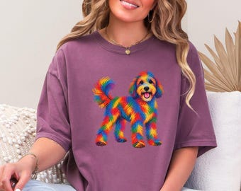 Sheepadoodle Shirt, Sheepadoodle Gift, Colorful Dog Art, Sheepadoodle Mom, Scribble Print, Pet Portrait Tee, Dog Lover Shirt