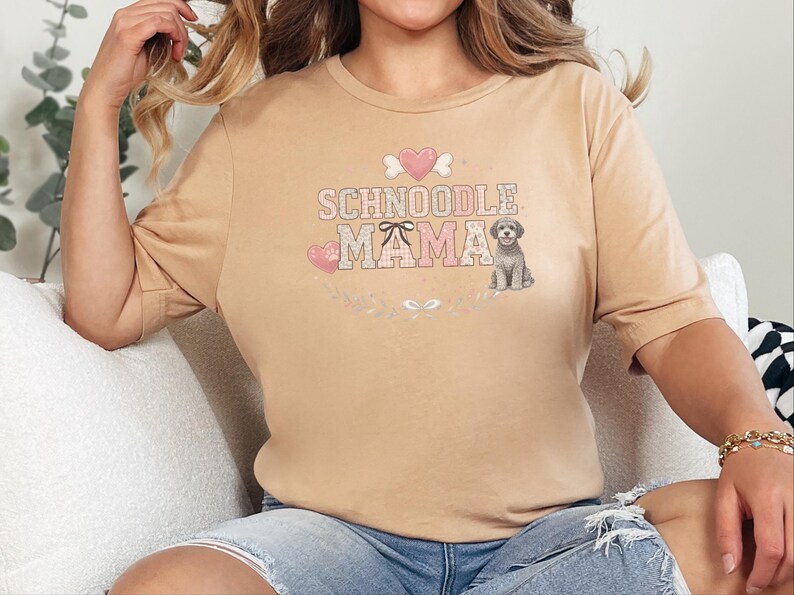 Schnoodle Mama Shirt, Schnoodle Lover Tee, Dog Mom Apparel, Cross-Breed Doodle Owner Gift, Pet Parent Wear, Trendy Comfy Everyday Top image 4