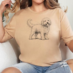 Golden Doodle Shirt and Canine Gift, Golden Doodle Sketch Custom Pet Art, Dog Mama Dad Apparel, Labradoodle Lover., Goldendoodle Shirt image 2