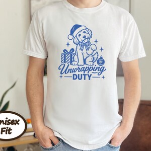 Christmas Goldendoodle Shirt, Goldendoodle Christmas Gift, Dog Mom Holiday Tee, Unwrapping Duty Sweatshirt, Doodle Lover Present image 7