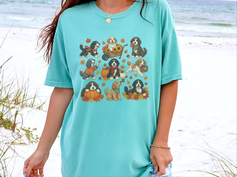 Herbstliches Bernedoodle-Shirt, Geschenk für Bernedoodle-Mama, Herbstliches Hunde-T-Shirt, Kürbis-Sweatshirt, Geschenk für Doodle-Liebhaber Bild 2