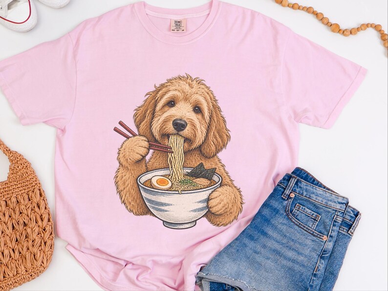 Goldendoodle Shirt, Golden Doodle Gift, Ramen Lover Tee, Japanese Food Shirt, Dog Mom Gift, Foodie Humor T-shirt, Ramen Noodles Japan image 1