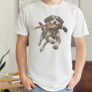Schnoodle Hunting Shirt, Pheasant Hunter Gift, Upland Hunting Tee, Bird Dog Shirt, Outdoorsman Gift image 3