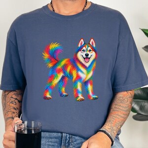 Husky Dog Shirt, Siberian Husky Gift, Colorful Dog Art, Husky Mom Gift, Dog Lover Tee image 7