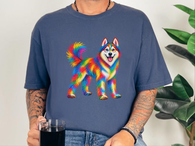 Husky Dog Shirt, Siberian Husky Gift, Colorful Dog Art, Husky Mom Gift, Dog Lover Tee image 7