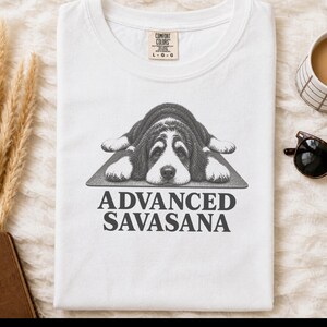 Bernedoodle Shirt, Yoga Teacher Gift, Bernedoodle Mom, Advanced Savasana, Yoga Lover Shirt, Meditation Tshirt, Funny Dog Tee image 1