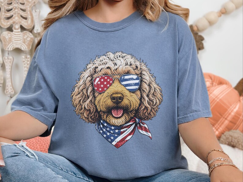 Comfort Colors Patriotic Dog Shirt, Cockapoo Goldendoodle Sweatshirt, American Heritage Independence Celebration Crewneck, Cockapoo Shirt immagine 10